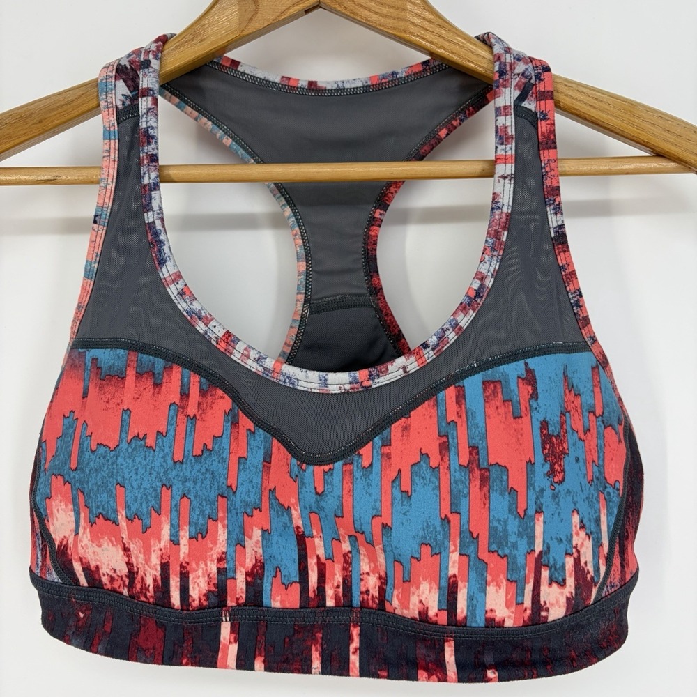 Zella Sports Bra Mesh Inset Multi Color M Cut Out Athletic Fitness Workout Sport